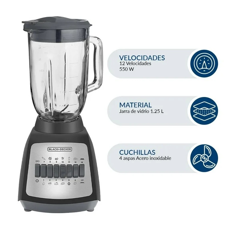 LICUADORA BLACK DECKER CON VASO DE CRISTAL