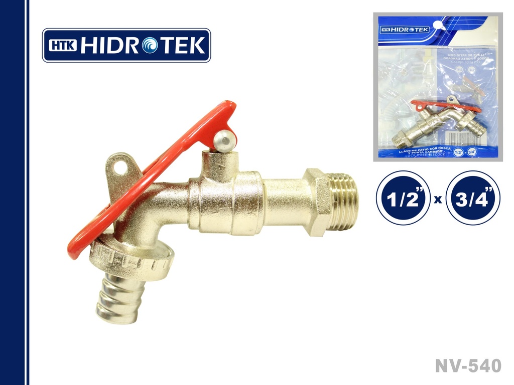 LLAVE DE PATIO CON ROSCA 1/2" PORTA CANDADO