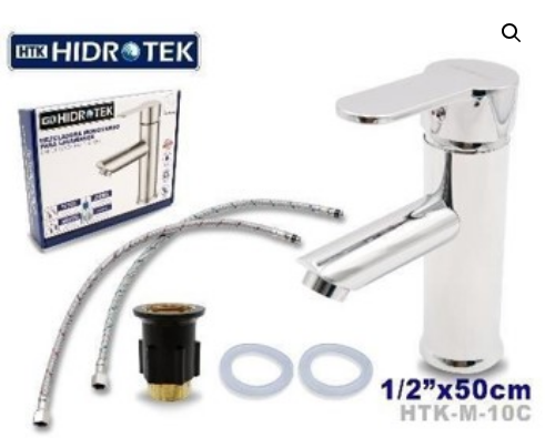 MEZCLADORA LAVABO METALICO MANGUERAS 1/2"