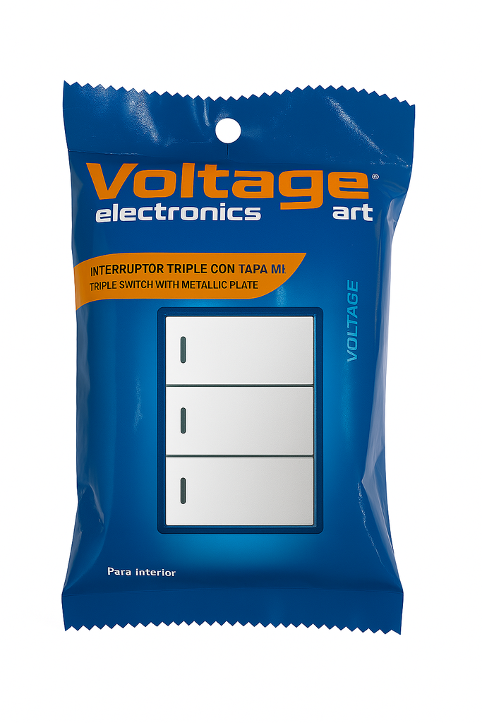 SWITCH TRIPLE CON TAPA METALICO