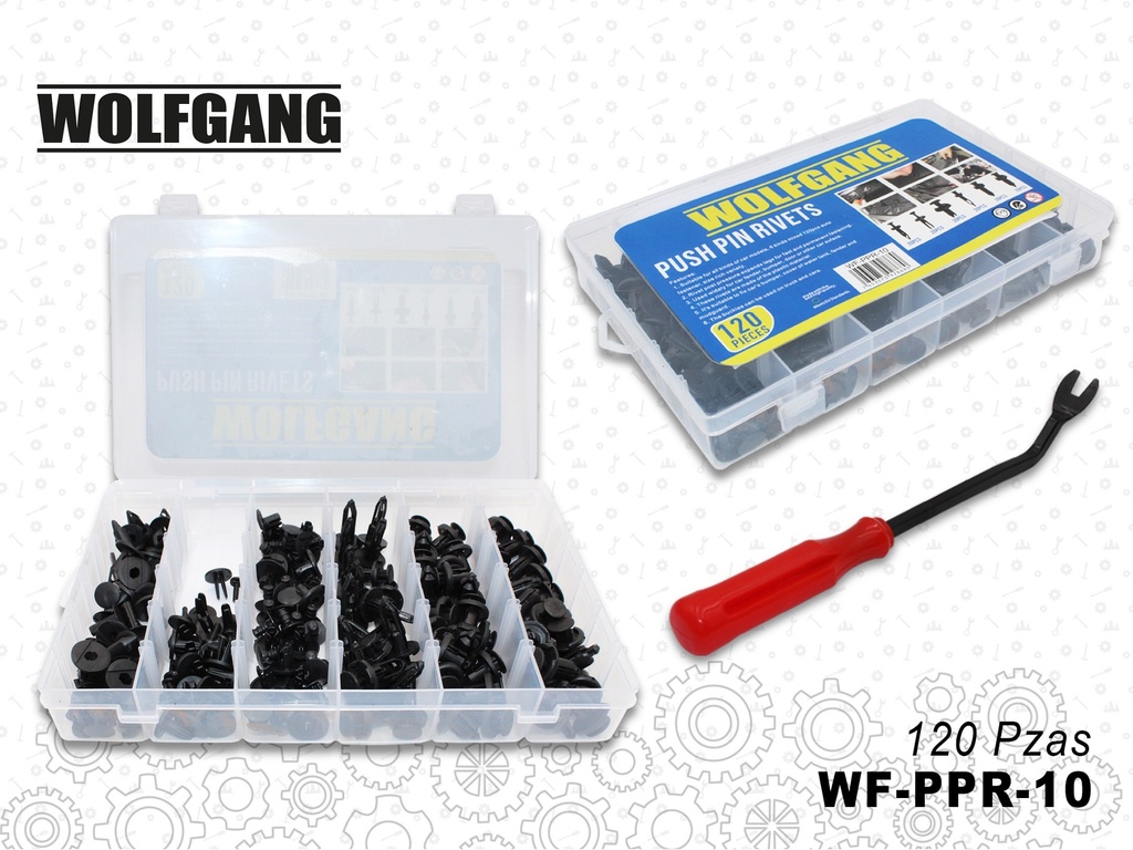 SET DE REMACHES PUSH PIN 120 PCS