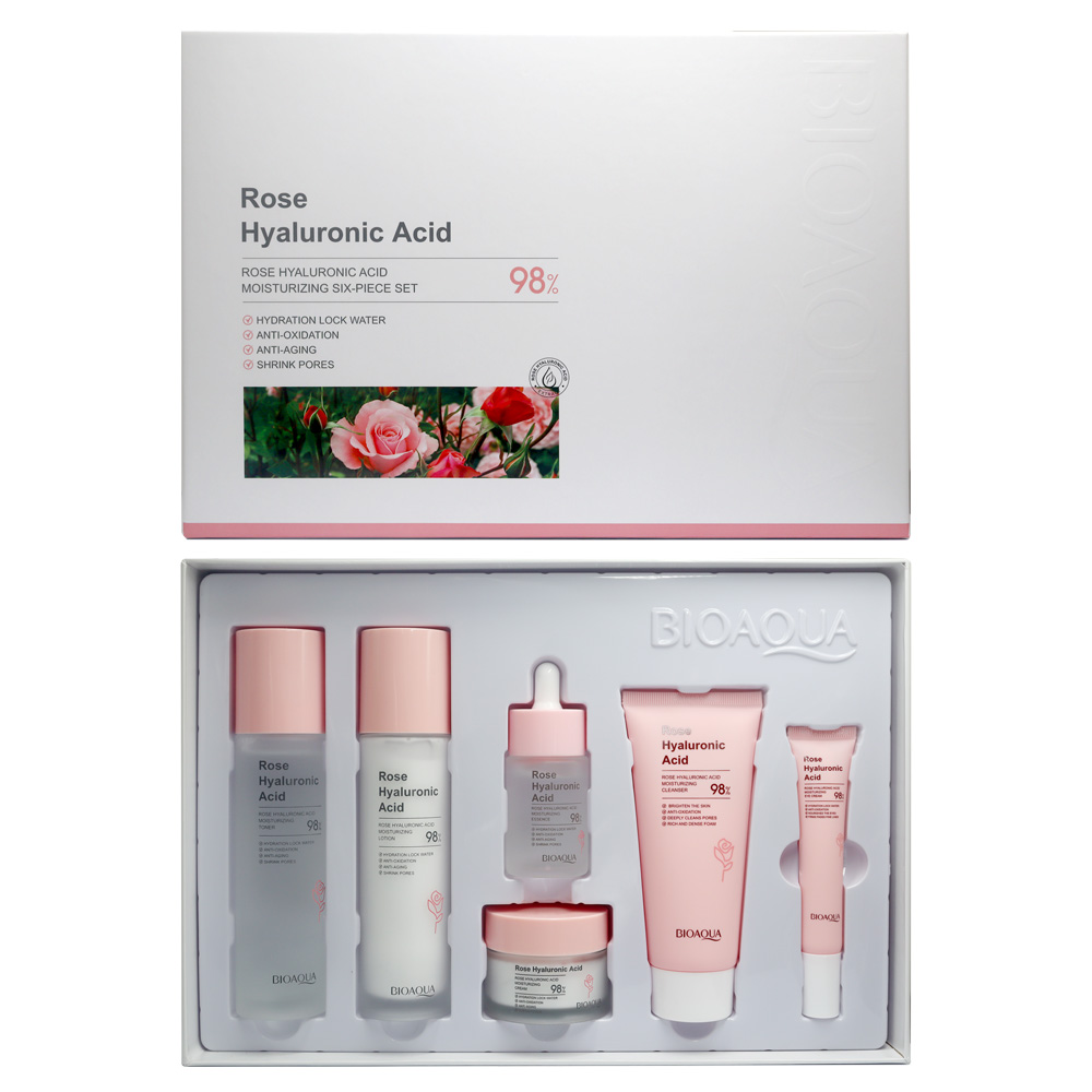 SET FACIAL BIOAQUA ACIDO HIALUR ROSA 6 PZA