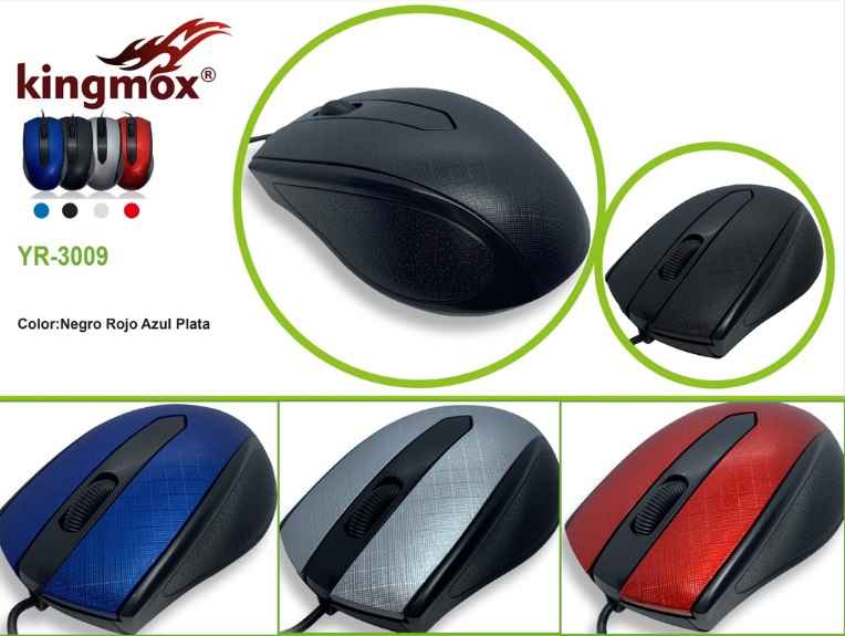 KINGMOX YR-3009 - MOUSE POR USB 2.0 / 1.2M / 1600DPI RED LIGHT / COLOR NEGRO