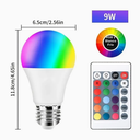 Bombilla LED inteligente RGB+W con mando a distancia, iluminación de mesa de 16 colores, 9W E26 cableado